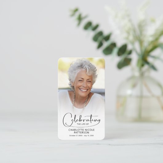 Viering van het leven Foto Bladwijzer Gebed Kaart Visitekaartje (Staand voorkant)