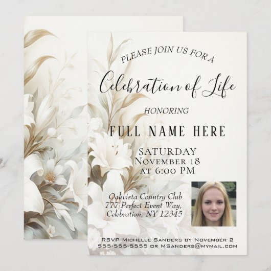 Viering van het leven - Foto & Bloemen Kaart (Voorkant / Achterkant)