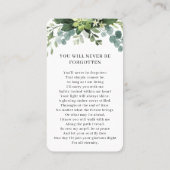 Viering van het leven Foto Bloemengebed Kaart Visitekaartje (Achterkant)