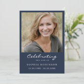 Viering van het leven Foto Blue Memorial Kaart (Staand voorkant)