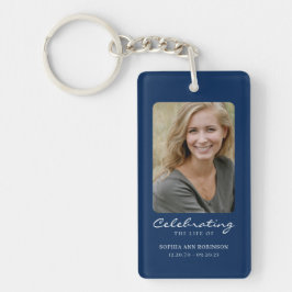 Viering van het leven Foto Blue Memorial Keepsake Sleutelhanger