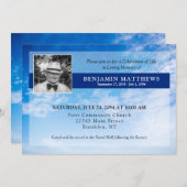 Viering van het leven Foto Blue Sky Begrafenis Kaart (Voorkant / Achterkant)