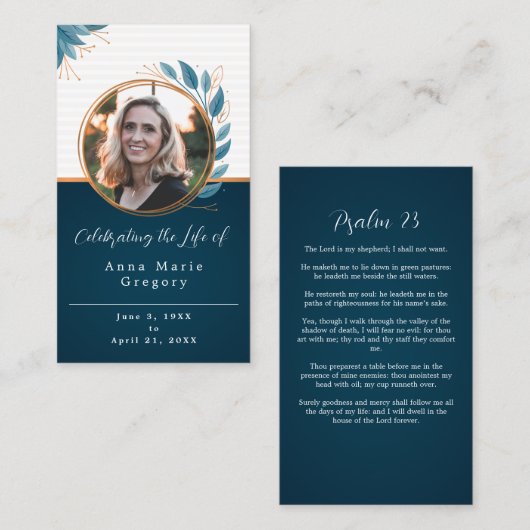 Viering van het Leven Foto Bronzen Gebed Kaart Visitekaartje (Voorkant / Achterkant)