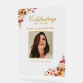 Viering van het leven Foto Floral Memorial Acryl Bord (Hoek)