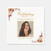 Viering van het leven Foto Floral Memorial Servet (Voorkant)