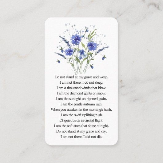 Viering van het leven Foto Gebed Kaart Visitekaartje (Achterkant)