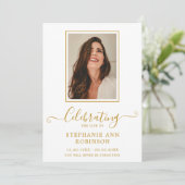 Viering van het leven Foto Gold Order of Service Programmakaart (Staand voorkant)