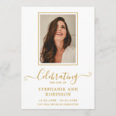 Viering van het leven Foto Gold Order of Service Programmakaart (Voorkant)