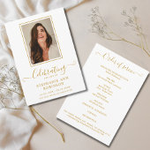 Viering van het leven Foto Gold Order of Service Programmakaart