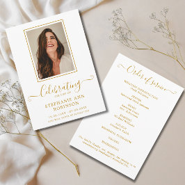 Viering van het leven Foto Gold Order of Service Programmakaart