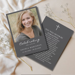 Viering van het leven Foto Grey Memorial Kaart