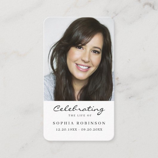 Viering van het leven Foto Memorial Prayer Kaart Visitekaartje (Voorkant)