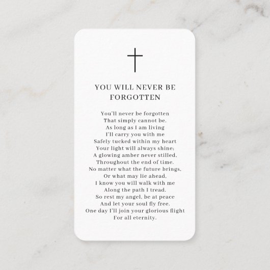 Viering van het leven Foto Memorial Prayer Kaart Visitekaartje (Achterkant)