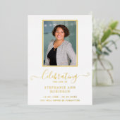 Viering van het Leven Foto Orde van de Dienst Folie Uitnodiging (Staand Voorkant)