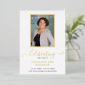 Viering van het Leven Foto Orde van de Dienst Folie Uitnodiging (Staand Voorkant)