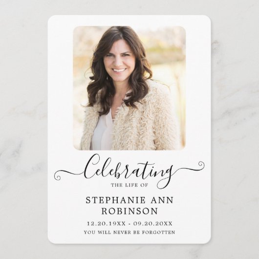 Viering van het Leven Foto Orde van de Dienst Programmakaart (Voorkant)