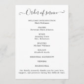 Viering van het Leven Foto Orde van de Dienst Programmakaart (Achterkant)