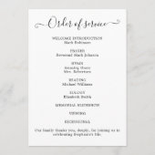 Viering van het Leven Foto Orde van de Dienst Programmakaart (Achterkant)