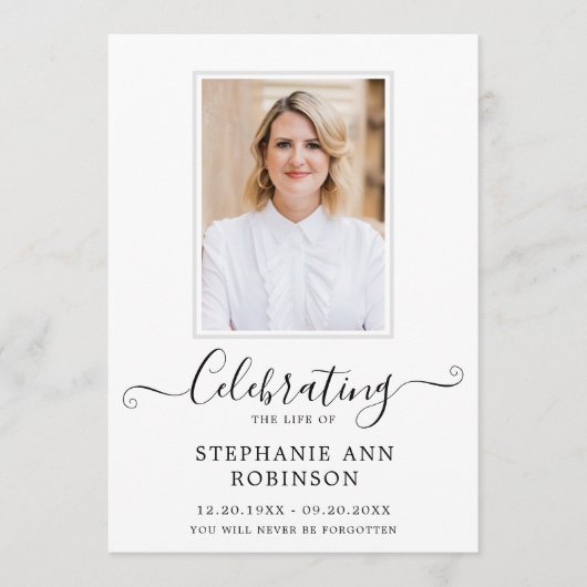 Viering van het Leven Foto Orde van de Dienst Programmakaart (Voorkant)