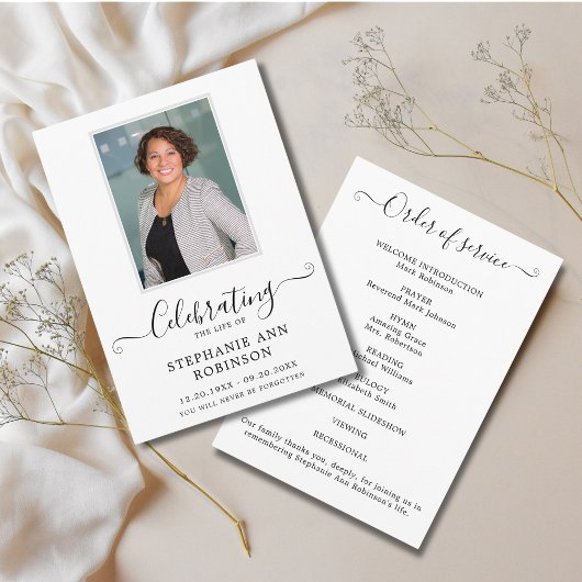 Viering van het Leven Foto Orde van de Dienst Programmakaart