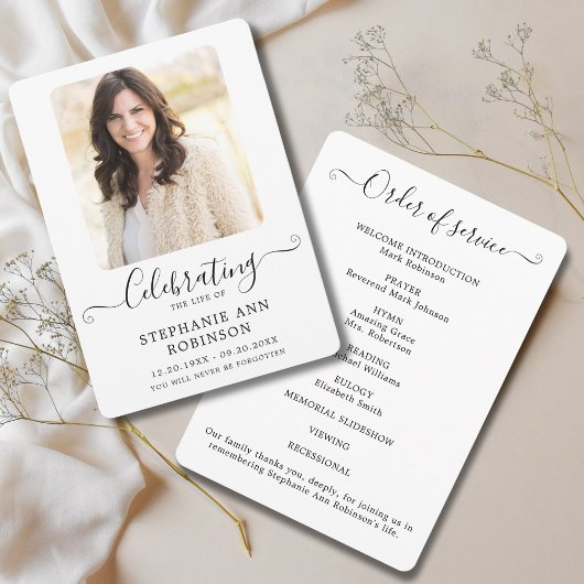 Viering van het Leven Foto Orde van de Dienst Programmakaart