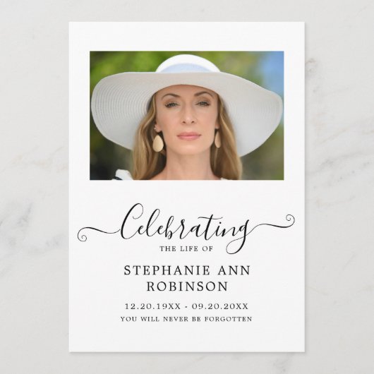 Viering van het Leven Foto Orde van de Dienst Programmakaart (Voorkant)