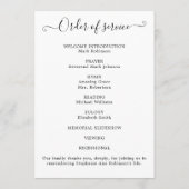 Viering van het Leven Foto Orde van de Dienst Programmakaart (Achterkant)