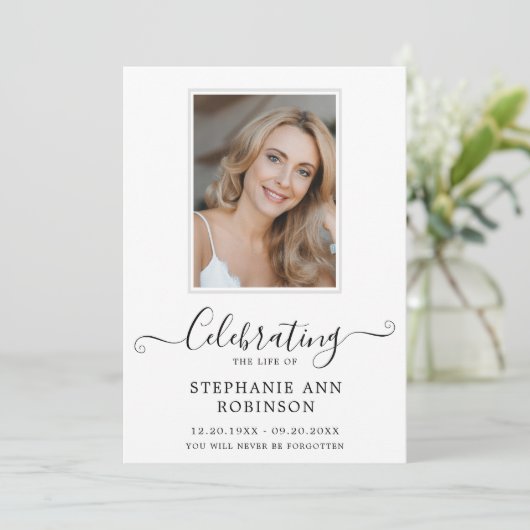 Viering van het Leven Foto Orde van de Dienst Programmakaart (Staand voorkant)