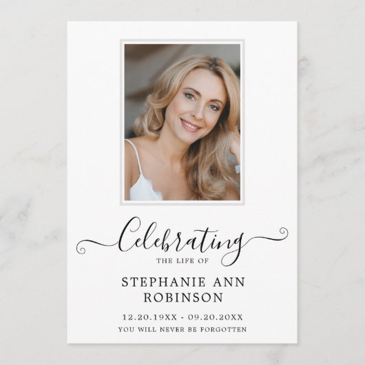 Viering van het Leven Foto Orde van de Dienst Programmakaart (Voorkant)