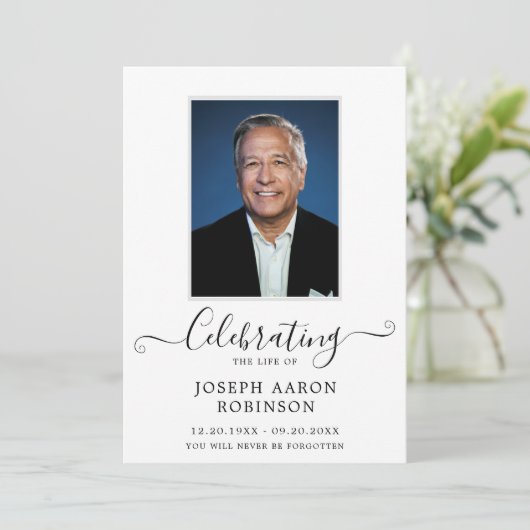 Viering van het Leven Foto Orde van de Dienst Programmakaart (Staand voorkant)