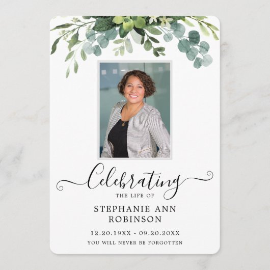 Viering van het leven Foto Order of Service Progra Programmakaart (Voorkant)