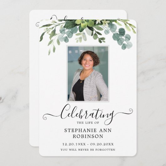 Viering van het leven Foto Order of Service Progra Programmakaart (Voorkant / Achterkant)