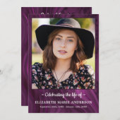 Viering van het leven Foto Paarse marmer Funeral Programmakaart (Voorkant / Achterkant)