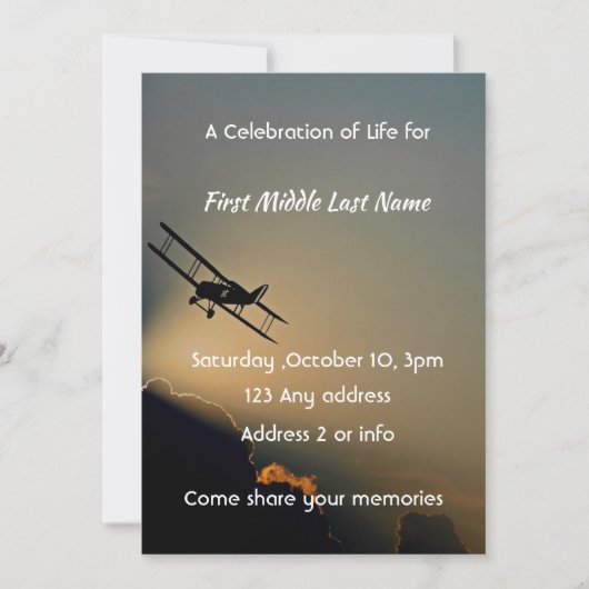 Viering van het leven Foto Piloot Vliegtuig Vliege Kaart (Voorkant)