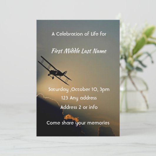 Viering van het leven Foto Piloot Vliegtuig Vliege Kaart (Staand voorkant)