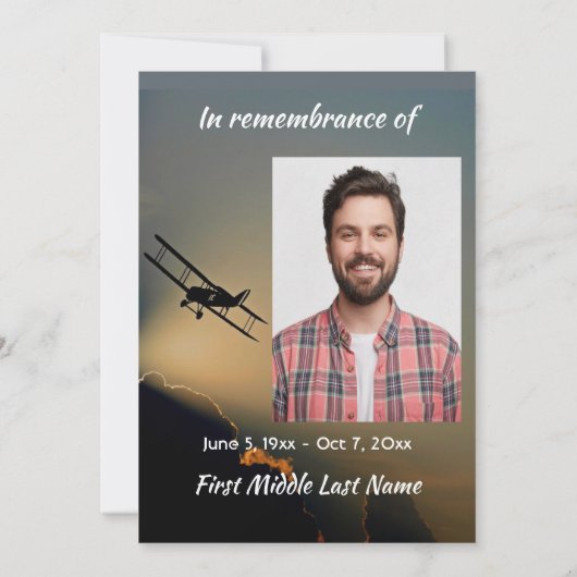 Viering van het leven Foto Piloot Vliegtuig Vliege Kaart (Achterkant)