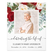 Viering van het leven Foto Red White Roses Memoria Afdruk (Voorkant)