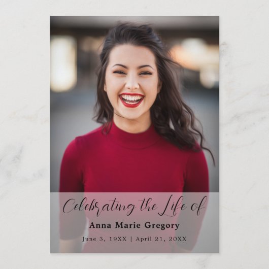 Viering van het leven Foto Simple Memorial begrafe Programmakaart (Voorkant)