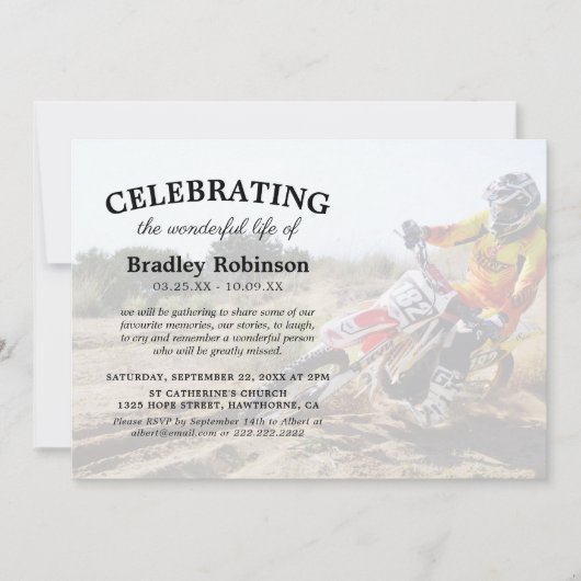 Viering van het leven | Foto van Motorcross begraf Kaart (Voorkant)