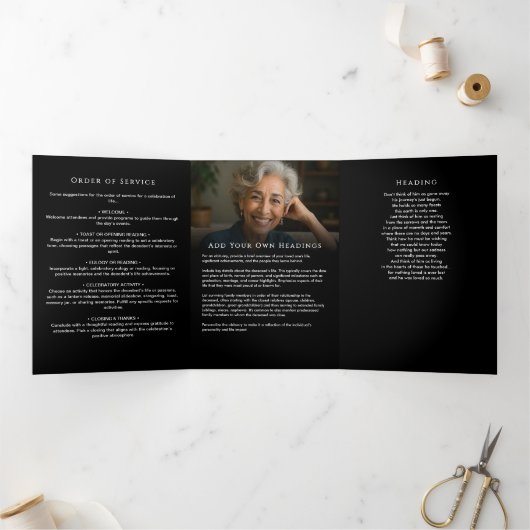 Viering van het leven Fotocollage begrafenis Drieluik Programma (Binnen)