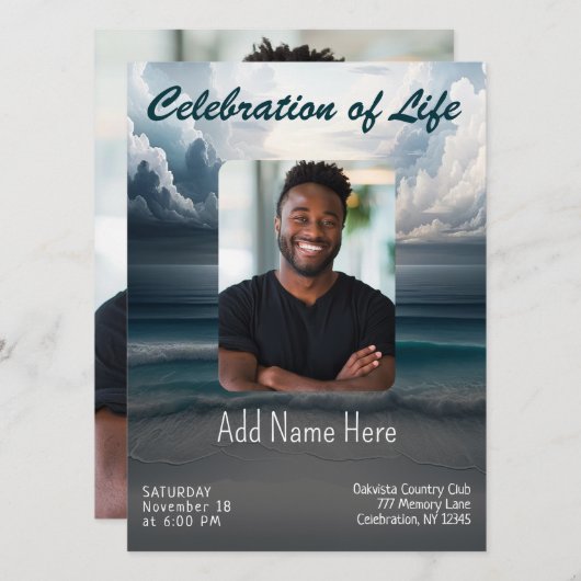 Viering van het leven - Fotoherdenking Kaart (Voorkant / Achterkant)