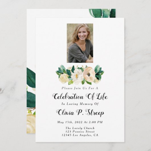 Viering van het leven, fotouitnodiging kaart (Voorkant / Achterkant)