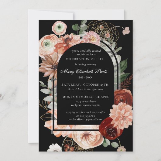 Viering van het leven Funeral Blush Pink Terracott Kaart (Voorkant)