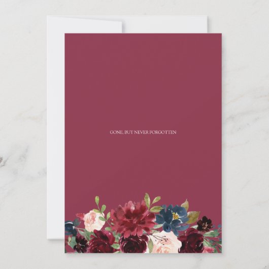 Viering van het leven Funeral Burguny Marsala Flor Kaart (Achterkant)