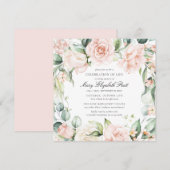 Viering van het leven Funeral Foto roze Rose Flora Kaart (Voorkant / Achterkant)