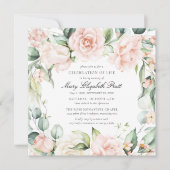 Viering van het leven Funeral Foto roze Rose Flora Kaart (Voorkant)