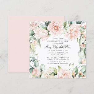 Viering van het leven Funeral Foto roze Rose Flora Kaart