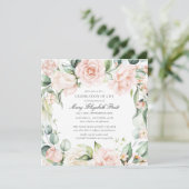 Viering van het leven Funeral Foto roze Rose Flora Kaart (Staand voorkant)