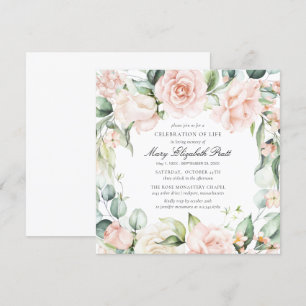 Viering van het leven Funeral Foto roze Rose Flora Kaart