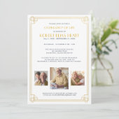 Viering van het leven Funeral Gold White Foto in Kaart (Staand voorkant)